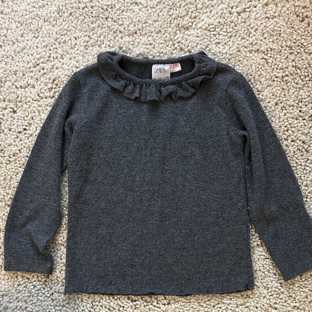 Zara Kids Charcoal Ruffle long sleeve